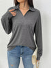 Casual Long Sleeve Polo T-Shirt by Simply Love