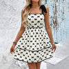 Shoulder Strap Bow Decoration With Bow Print Elegant Summer Dress by FitiqueFit