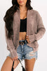 Chestnut Mineral Wash Exposed Seam Patchwork Knit Open Sweater Cardigan by Wild and Free Boutique