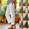 Cropped Pants With Decorative Buttons Along the Side Seams by FitiqueFit