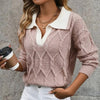 🧶 Women’s Lapel V-Neck Color-Block Long-Sleeve Pullover Sweater by FitiqueFit