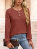 Ribbed Knit Button-Front Long Sleeve T-Shirt by Simply Love