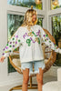 BiBi Fleur De Lis Sleeve Mardi Gras Pullover by FitiqueFit
