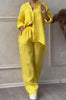 Wide-Leg Pants & Lace-Up Top Two-Piece Set – Solid Color, 12 Colors S–5XL by FitiqueFit