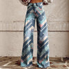 Women's Printed Flare Pants – Mid-Waist Full Length Plus Size by FitiqueFit