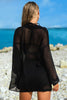Black Sheer Tunic Shirt Drawstring Shorts 2pcs Swim Cover Up by Wild and Free Boutique