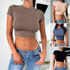 Women's Slim Fit Midriff-Baring Short Sleeve Crop Top by FitiqueFit