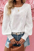 White Eyelet Embroidered Smocked Cuffs Blouse by Wild and Free Boutique