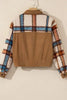 Plaid Corduroy Flap Pockets Button Up Jacket Trendy Outerwear With Classic Flap Pockets For Casual Comfort by Stevvex