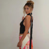 Women's Scarf Lace-Up Low-Cut Back Cutout Sling Top by FitiqueFit