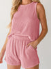 Round Neck Sleeveless Top and Shorts Set