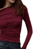 Off-Shoulder Ruched Long Sleeve T-Shirt by Simply Love