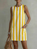 Women's Striped Color-Block Sleeveless Mini Dress – Loose Fit by FitiqueFit