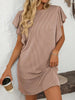 Ruffled Round Neck Short Sleeve Dress Feminine Simple Classic Dress Breathable And Comfy Dress by Stevvex