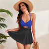 Women's Cutout Sling One-Piece Swimsuit – Built-In Chest Pad & Skirt Hem by FitiqueFit