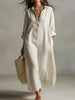 Women's Casual Long-Sleeve Linen Shirt Dress – Relaxed Fit by FitiqueFit