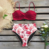 Bikini Female Swimsuit Women Swimwear Push Up Bikinis Set High Waist Swimming Suits Two Piece Set Women Swimsuit Solid Printed Bikini Push-Up Pad Swimwear Set Beachwear Ruffled Bathing Suit by Stevvex