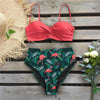Bikini Female Swimsuit Women Swimwear Push Up Bikinis Set High Waist Swimming Suits Two Piece Set Women Swimsuit Solid Printed Bikini Push-Up Pad Swimwear Set Beachwear Ruffled Bathing Suit by Stevvex