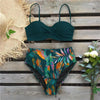 Bikini Female Swimsuit Women Swimwear Push Up Bikinis Set High Waist Swimming Suits Two Piece Set Women Swimsuit Solid Printed Bikini Push-Up Pad Swimwear Set Beachwear Ruffled Bathing Suit by Stevvex