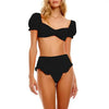 Bikini New 2 Piece Women Swimsuit Women's High Waist Bikini Set Fashion Puff Sleeve Swimwear Set Bathing Suits Solid Color Short Puff Sleeve Summer High Waist Cut Backless Bathing Suit Beachwear by Stevvex