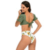 Bikini New 2 Piece Women Swimsuit Women's High Waist Bikini Set Fashion Puff Sleeve Swimwear Set Bathing Suits Solid Color Short Puff Sleeve Summer High Waist Cut Backless Bathing Suit Beachwear by Stevvex