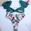 Bikini New 2 Piece Women Swimsuit Women's High Waist Bikini Set Fashion Puff Sleeve Swimwear Set Bathing Suits Solid Color Short Puff Sleeve Summer High Waist Cut Backless Bathing Suit Beachwear by Stevvex