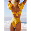 Bikini New 2 Piece Women Swimsuit Women's High Waist Bikini Set Fashion Puff Sleeve Swimwear Set Bathing Suits Solid Color Short Puff Sleeve Summer High Waist Cut Backless Bathing Suit Beachwear by Stevvex