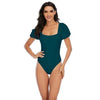 Bikini New 2 Piece Women Swimsuit Women's High Waist Bikini Set Fashion Puff Sleeve Swimwear Set Bathing Suits Solid Color Short Puff Sleeve Summer High Waist Cut Backless Bathing Suit Beachwear by Stevvex