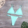 Bikini New Summer Solid Bikini Set Low Waist Swimwear Women Bathing Suit Swimsuit Female Cheeky Bikini Swimsuit Triangle Two Piece Basic Solid Thong Tanning Suits by Stevvex