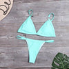 Bikini New Summer Solid Bikini Set Low Waist Swimwear Women Bathing Suit Swimsuit Female Cheeky Bikini Swimsuit Triangle Two Piece Basic Solid Thong Tanning Suits by Stevvex