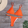 Bikini New Summer Solid Bikini Set Low Waist Swimwear Women Bathing Suit Swimsuit Female Cheeky Bikini Swimsuit Triangle Two Piece Basic Solid Thong Tanning Suits by Stevvex