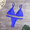 Bikini New Summer Solid Bikini Set Low Waist Swimwear Women Bathing Suit Swimsuit Female Cheeky Bikini Swimsuit Triangle Two Piece Basic Solid Thong Tanning Suits by Stevvex