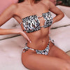 Bikini Pleated Swimsuit Female Swimwear Women's Ruffle Tie Side Bikini Set High Cut Strapless Padded Solid Bathing Suit Women Mini Thong Bikini Set Bather Swimming Beachwear For Bathing Suit by Stevvex
