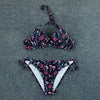 Bikini Push Up New Swimwear Women Print Floral Bikinis Set Swimsuit Bathing Suit Two Piece Summer Beach Wear Floral Leaf Print Bikini Set Padded Lace Up Straps Bikini Beach Swimsuit by Stevvex