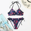 Bikini Push Up New Swimwear Women Print Floral Bikinis Set Swimsuit Bathing Suit Two Piece Summer Beach Wear Floral Leaf Print Bikini Set Padded Lace Up Straps Bikini Beach Swimsuit by Stevvex