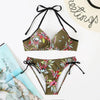 Bikini Push Up New Swimwear Women Print Floral Bikinis Set Swimsuit Bathing Suit Two Piece Summer Beach Wear Floral Leaf Print Bikini Set Padded Lace Up Straps Bikini Beach Swimsuit by Stevvex
