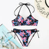 Bikini Push Up New Swimwear Women Print Floral Bikinis Set Swimsuit Bathing Suit Two Piece Summer Beach Wear Floral Leaf Print Bikini Set Padded Lace Up Straps Bikini Beach Swimsuit by Stevvex