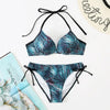 Bikini Push Up New Swimwear Women Print Floral Bikinis Set Swimsuit Bathing Suit Two Piece Summer Beach Wear Floral Leaf Print Bikini Set Padded Lace Up Straps Bikini Beach Swimsuit by Stevvex