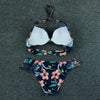 Bikini Push Up New Swimwear Women Print Floral Bikinis Set Swimsuit Bathing Suit Two Piece Summer Beach Wear Floral Leaf Print Bikini Set Padded Lace Up Straps Bikini Beach Swimsuit by Stevvex