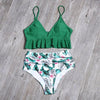 Bikini Push Up Summer Floral Swimwear Sport Women Plus Size Swimming Suit For Women Women Bikini Set Ruffle Two Piece Swimsuit Flounce Push Up Cutout Swimwear Bathing Suits Swimsuit High Waist Bikini Set by Stevvex