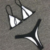 Bikini Set Swimsuit Small Cup High Cut Style Beach Solid Black White Micro Swimwear Thong Bikinis Women's Micro String Bikini Swimsuits Padded High Cut Bathing Suits by Stevvex