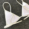 Bikini Set Swimsuit Small Cup High Cut Style Beach Solid Black White Micro Swimwear Thong Bikinis Women's Micro String Bikini Swimsuits Padded High Cut Bathing Suits by Stevvex
