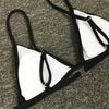 Bikini Set Swimsuit Small Cup High Cut Style Beach Solid Black White Micro Swimwear Thong Bikinis Women's Micro String Bikini Swimsuits Padded High Cut Bathing Suits by Stevvex