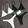 Bikini Set Swimsuit Small Cup High Cut Style Beach Solid Black White Micro Swimwear Thong Bikinis Women's Micro String Bikini Swimsuits Padded High Cut Bathing Suits by Stevvex