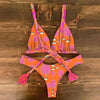 Bikini Set Women Swimwear Push Up Swimsuit Top Solid Bottom Print Bathing Suit Swim Wear Beach Women’s Floral Print Push-Up V-Wire Lettuce Bikini Set High Cut Spaghetti Straps Underwire Padded Swimsuit by Stevvex