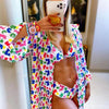 Bikini Set Women Swimwear Push Up Swimsuit Top Solid Bottom Print Bathing Suit Swim Wear Beach Women’s Floral Print Push-Up V-Wire Lettuce Bikini Set High Cut Spaghetti Straps Underwire Padded Swimsuit by Stevvex