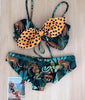 Bikini Set Women Swimwear Push Up Swimsuit Top Solid Bottom Print Bathing Suit Swim Wear Beach Women’s Floral Print Push-Up V-Wire Lettuce Bikini Set High Cut Spaghetti Straps Underwire Padded Swimsuit by Stevvex