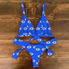 Bikini Set Women Swimwear Push Up Swimsuit Top Solid Bottom Print Bathing Suit Swim Wear Beach Women’s Floral Print Push-Up V-Wire Lettuce Bikini Set High Cut Spaghetti Straps Underwire Padded Swimsuit by Stevvex