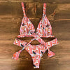 Bikini Set Women Swimwear Push Up Swimsuit Top Solid Bottom Print Bathing Suit Swim Wear Beach Women’s Floral Print Push-Up V-Wire Lettuce Bikini Set High Cut Spaghetti Straps Underwire Padded Swimsuit by Stevvex