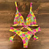 Bikini Set Women Swimwear Push Up Swimsuit Top Solid Bottom Print Bathing Suit Swim Wear Beach Women’s Floral Print Push-Up V-Wire Lettuce Bikini Set High Cut Spaghetti Straps Underwire Padded Swimsuit by Stevvex